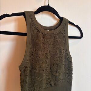 Mahina Olive Floral Razorback Crop Top